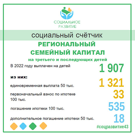 В Кировской области региональный семейный капитал получили почти две тысячи семей