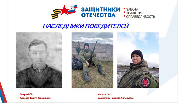 Защитники Родины: дед и внучка